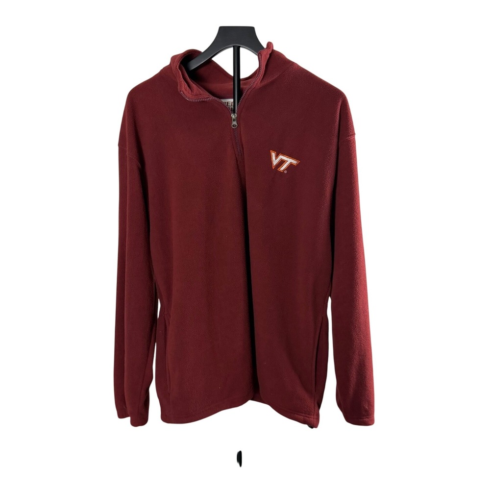 Virginia Tech Hokies Mens Large Maroon Quarter Zip Fleece Pullover VT Logo